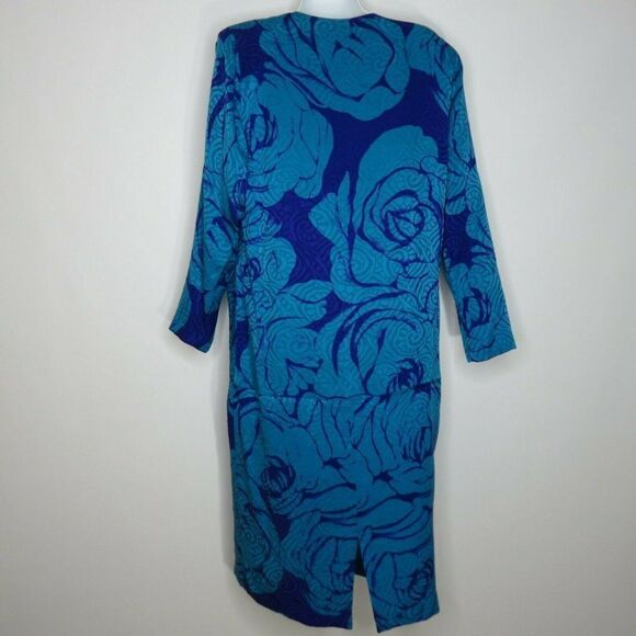 New Vtg 80s St Gillian Silk Dress 12 Blue - Picture 5 of 8